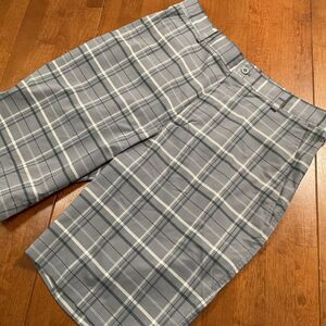 Nike Golf Plaid Shorts Gray Blue Mens Size Medium M